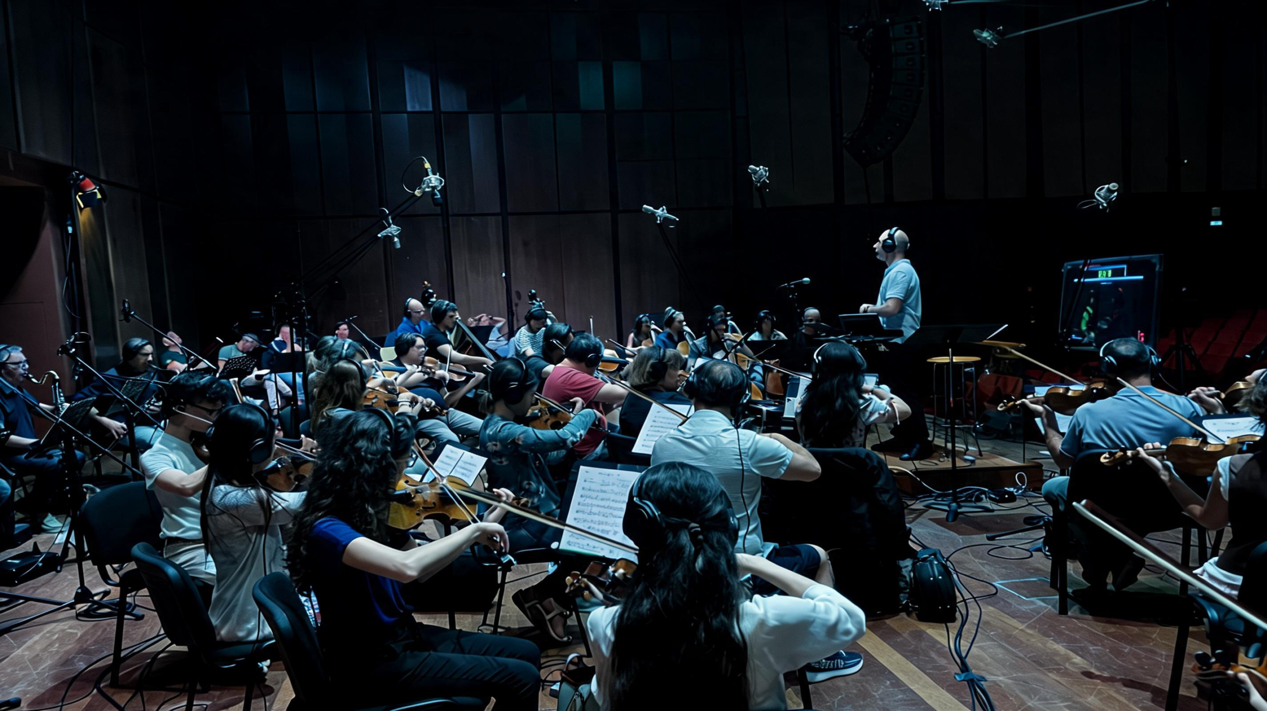 Roma Film Orchestra recording a film score at Digital Records